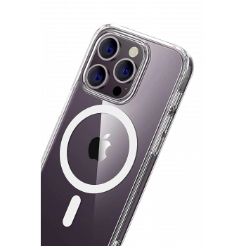 Apple iPhone 15 Pro Max Combo Sert Şeffaf Magsafe Kapak - Şeffaf