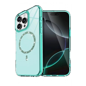 Apple iPhone 15 Pro Max Live Diamond Magsafe Kapak - Yeşil