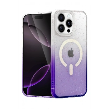 Apple iPhone 15 Pro Max Pummel Shiny Magsafe Kapak - Mor