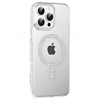 Apple iPhone 15 Pro Move Taşlı Magsafe Kapak - Natural Grey