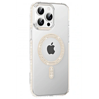 Apple iPhone 15 Pro Move Taşlı Magsafe Kapak - Pembe