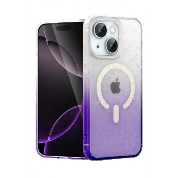 Apple iPhone 15 Pummel Shiny Magsafe Kapak - Mor