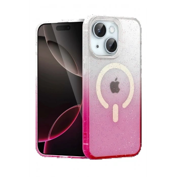 Apple iPhone 15 Pummel Shiny Magsafe Kapak - Pembe