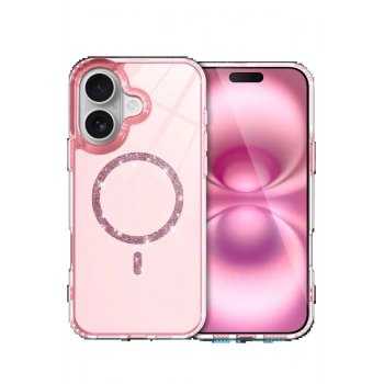 Apple iPhone 16 Live Diamond Magsafe Kapak - Pembe