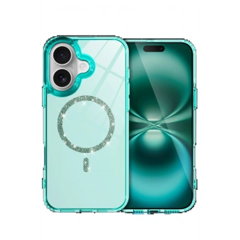 Apple iPhone 16 Plus Live Diamond Magsafe Kapak - Yeşil