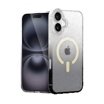 Apple iPhone 16 Plus Pummel Shiny Magsafe Kapak - Siyah