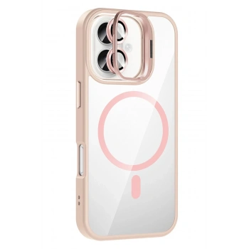 Apple iPhone 16 Plus Remim Lensli Magsafe Standlı Kapak - Pembe