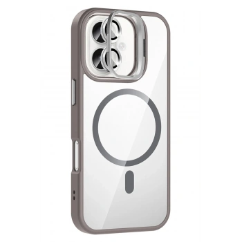 Apple iPhone 16 Plus Remim Lensli Magsafe Standlı Kapak - Titan Gri