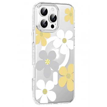 Apple iPhone 16 Pro Floral Magsafe Kapak - Sarı