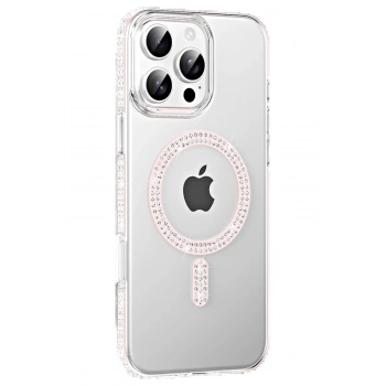 Apple iPhone 16 Pro Max Move Taşlı Magsafe Kapak - Gümüş