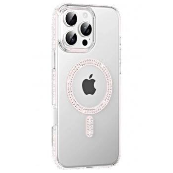 Apple iPhone 16 Pro Max Move Taşlı Magsafe Kapak - Gümüş