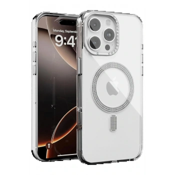 Apple iPhone 16 Pro Max Tash Diamond Magsafe Kapak - Beyaz