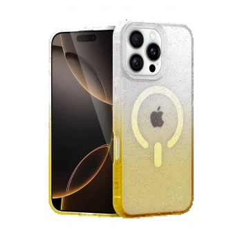 Apple iPhone 16 Pro Pummel Shiny Magsafe Kapak - Gold