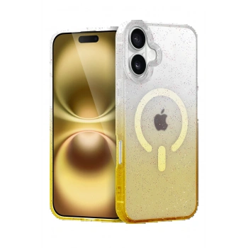 Apple iPhone 16 Pummel Shiny Magsafe Kapak - Gold