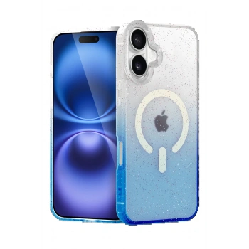 Apple iPhone 16 Pummel Shiny Magsafe Kapak - Mavi