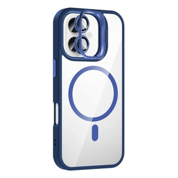 Apple iPhone 16 Remim Lensli Magsafe Standlı Kapak - Lacivert