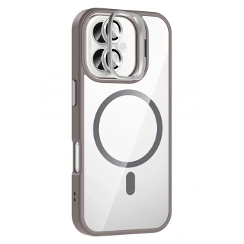 Apple iPhone 16 Remim Lensli Magsafe Standlı Kapak - Titan Gri