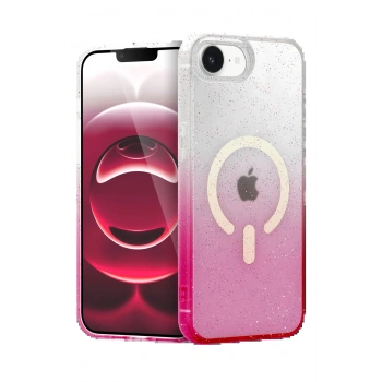 Apple iPhone 16E Pummel Shiny Magsafe Kapak - Pembe