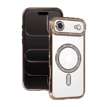 Apple iPhone 17 Air Joke Simli Magneticsafe Kılıf - Gold