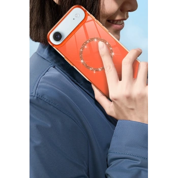 Apple iPhone 17 Air Live Diamond Magsafe Kapak - Turuncu