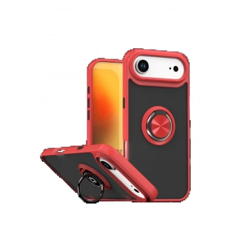 Apple iPhone 17 Air Montreal Yüzüklü Silikon Kapak - Kırmızı
