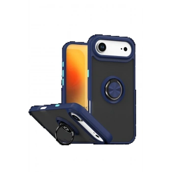 Apple iPhone 17 Air Montreal Yüzüklü Silikon Kapak - Lacivert