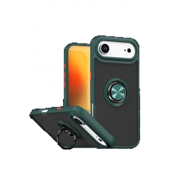 Apple iPhone 17 Air Montreal Yüzüklü Silikon Kapak - Yeşil