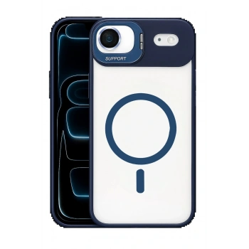 Apple iPhone 17 Air Remim Lensli Magsafe Standlı Kapak - Lacivert