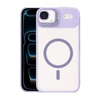 Apple iPhone 17 Air Remim Lensli Magsafe Standlı Kapak - Lila