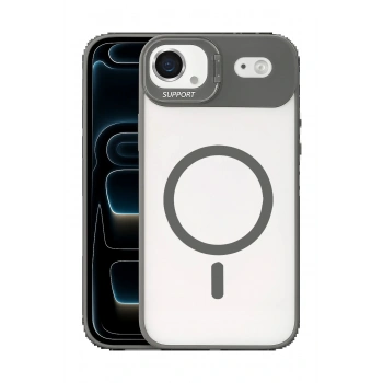 Apple iPhone 17 Air Remim Lensli Magsafe Standlı Kapak - Titan Gri