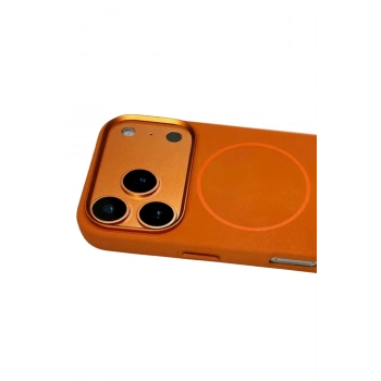 Apple iPhone 17 Pro Luno Deri Magsafe Kapak - Turuncu