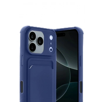 Apple iPhone 17 Pro Max Kelvin Kartvizitli Silikon - Lacivert