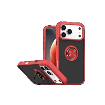 Apple iPhone 17 Pro Max Montreal Yüzüklü Silikon Kapak - Kırmızı