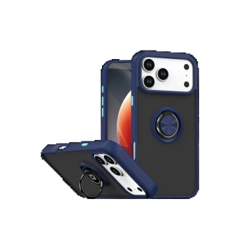 Apple iPhone 17 Pro Max Montreal Yüzüklü Silikon Kapak - Lacivert