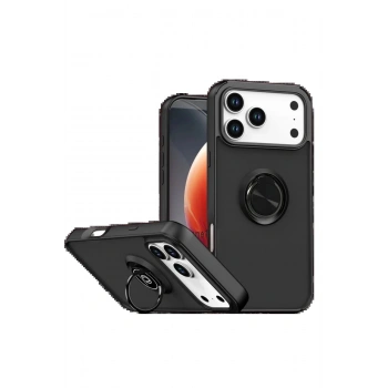 Apple iPhone 17 Pro Max Montreal Yüzüklü Silikon Kapak - Siyah