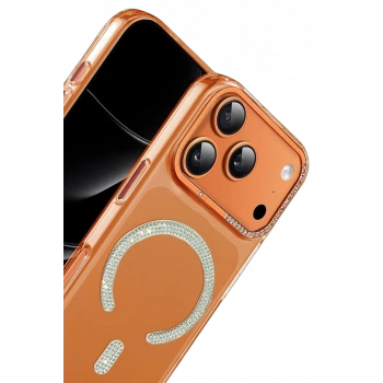 Apple iPhone 17 Pro Max Tash Diamond Magsafe Kapak - Turuncu