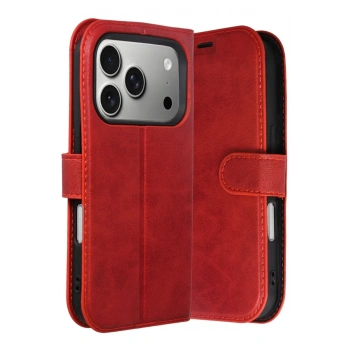 Apple iPhone 17 Pro Max Trend S Plus Kapaklı Kılıf - Kırmızı