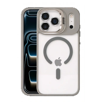 Apple iPhone 17 Pro Remim Lensli Magsafe Standlı Kapak - Titan Gri