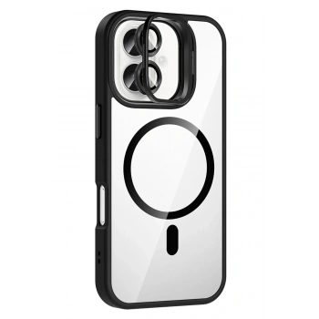 Apple iPhone 17 Remim Lensli Magsafe Standlı Kapak - Siyah