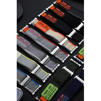 Apple Watch 38mm Alice Kumaş Kordon - Siyah-Gri