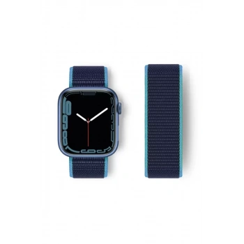 Apple Watch 38mm Hasırlı Cırtcırtlı Kordon - Mavi-Lacivert