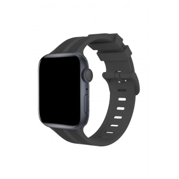 Apple Watch 38mm KR408 Çizgili Silikon Kordon - Koyu Gri