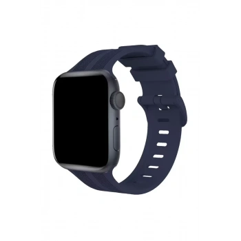 Apple Watch 38mm KR408 Çizgili Silikon Kordon - Lacivert