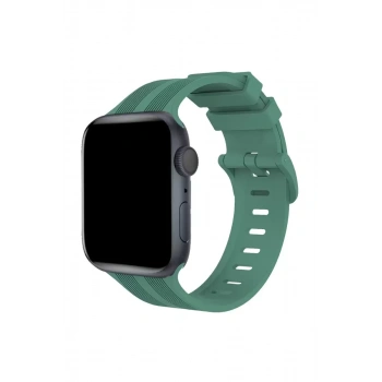 Apple Watch 38mm KR408 Çizgili Silikon Kordon - Yeşil