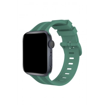 Apple Watch 38mm KR408 Çizgili Silikon Kordon - Yeşil
