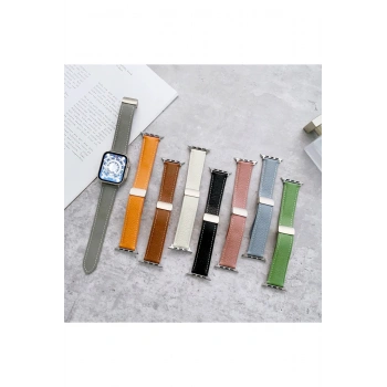 Apple Watch 38mm KR414 Daks Deri Kordon - Koyu Yeşil