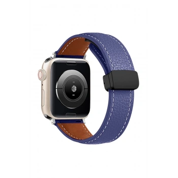 Apple Watch 38mm KR414 Daks Deri Kordon - Lacivert