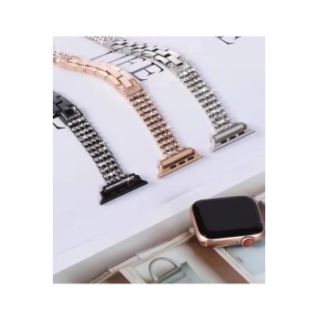 Apple Watch 38mm Live Taşlı Kordon - Rose Gold