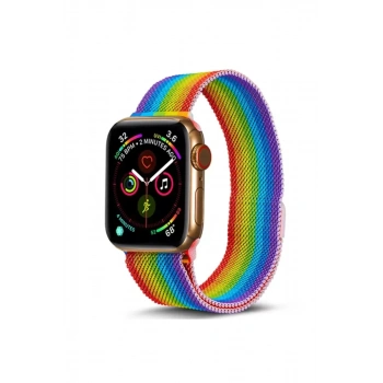 Apple Watch 38mm Metal Mıknatıslı Kordon - Gökkuşağı