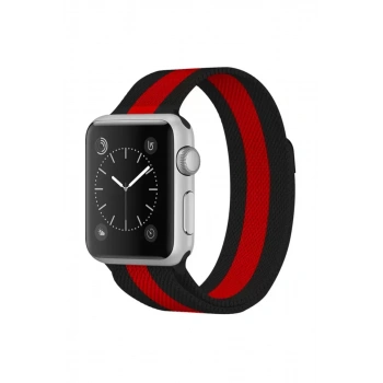 Apple Watch 38mm Metal Mıknatıslı Kordon - Siyah-Kırmızı